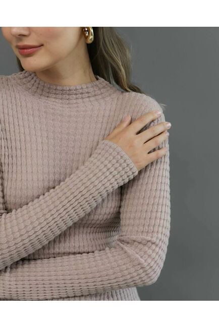 Джемпер из шерсти мериноса тонкой вязки бежевый от byME 