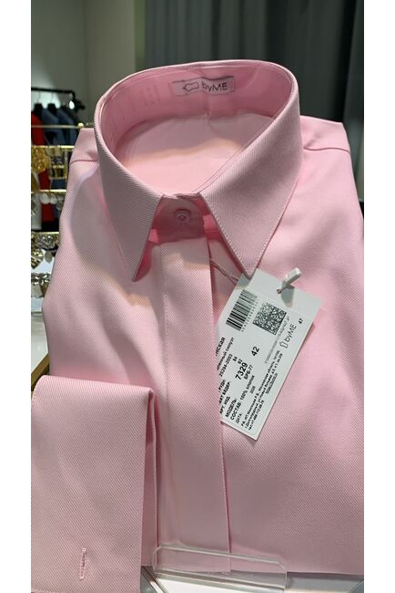 Женская рубашка из хлопка под запонку розовая- 7329 от byME 