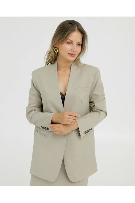 Жакет бежевый однобортный - 125094 от Luisa Wang 