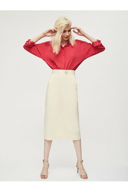 Юбка миди с крупной пуговицей от byME 