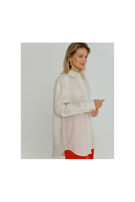 Женская рубашка изо льна бежевая - 8570 от byME 
