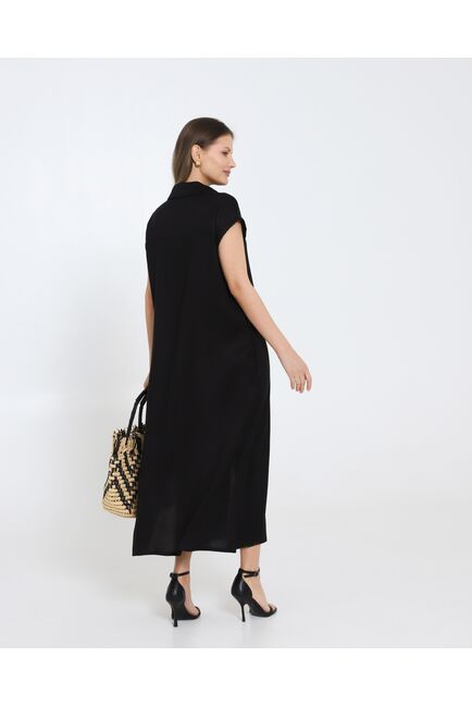 Платье черное изо льна и вискозы -D1-1001 от byME 