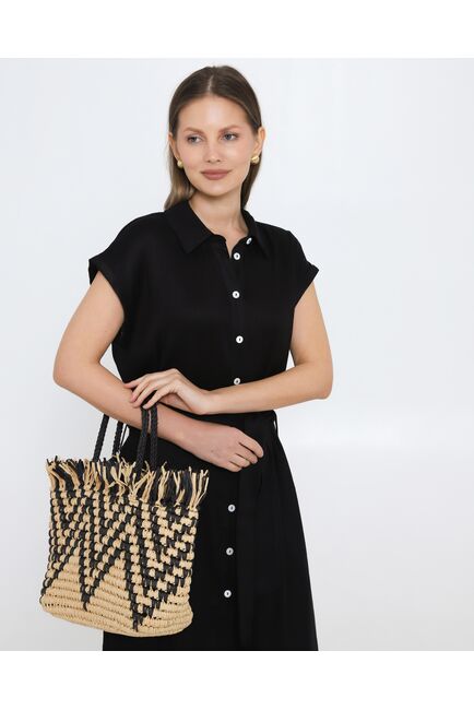 Платье черное изо льна и вискозы -D1-1001 от byME 