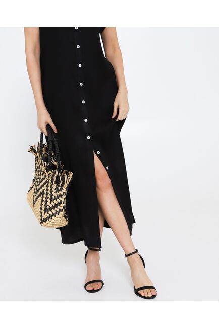 Платье черное изо льна и вискозы -D1-1001 от byME 