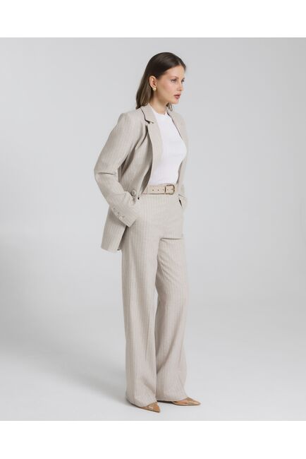 Жакет  бежевый в тонкую полоску-J1-1000 от byME 