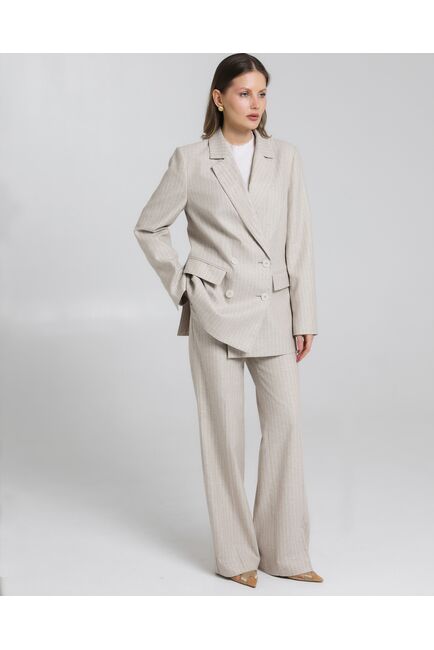 Жакет  бежевый в тонкую полоску-J1-1000 от byME 