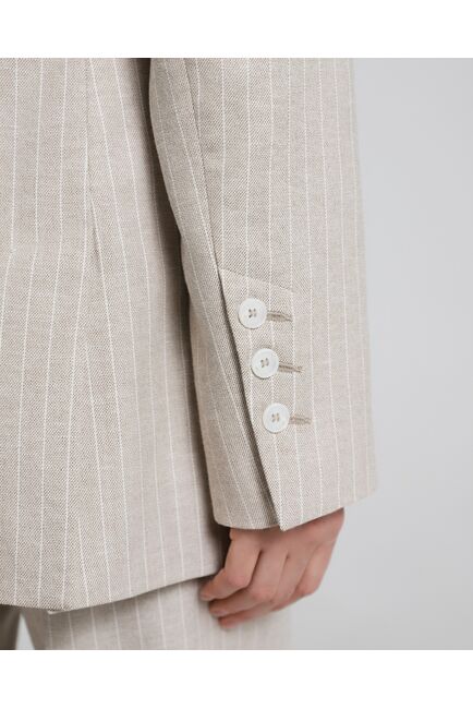 Жакет  бежевый в тонкую полоску-J1-1000 от byME 