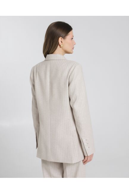 Жакет  бежевый в тонкую полоску-J1-1000 от byME 