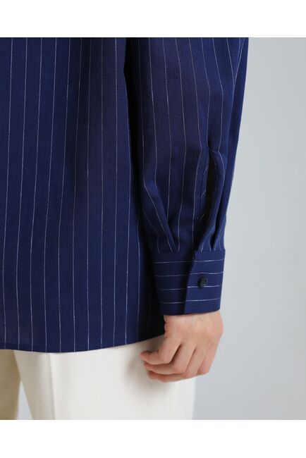 Женская рубашка из хлопка синяя в полоску 8974 от byME 