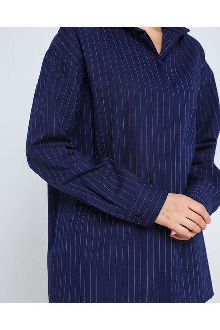 Женская рубашка из хлопка синяя в полоску 8974 от byME 