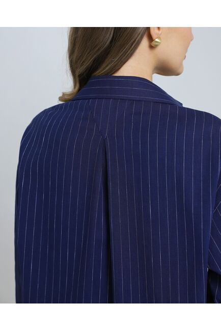 Женская рубашка из хлопка синяя в полоску 8974 от byME 