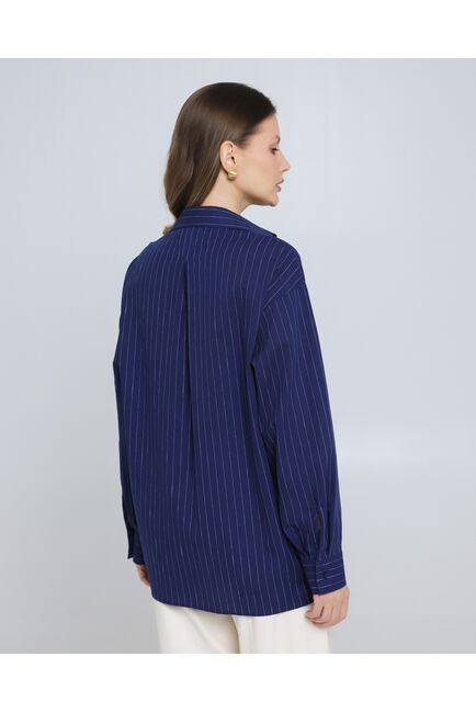 Женская рубашка из хлопка синяя в полоску 8974 от byME 