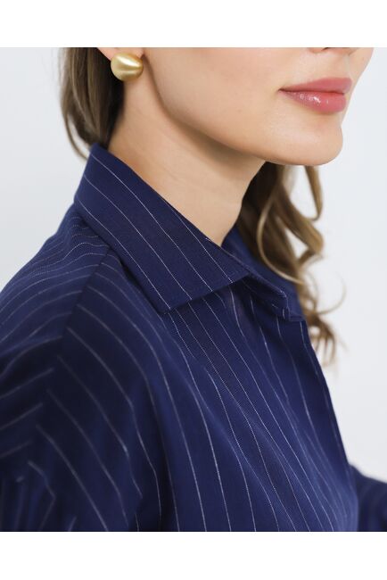 Женская рубашка из хлопка синяя в полоску 8974 от byME 