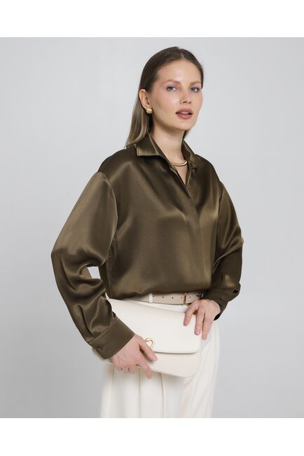 Женская рубашка и вискозы коричневая 8976 от byME 