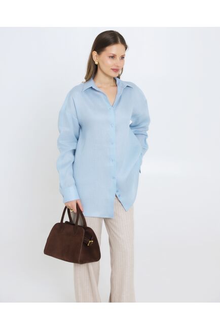 Женская рубашка голубая льняная 8977 от byME 
