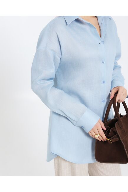 Женская рубашка голубая льняная 8977 от byME 