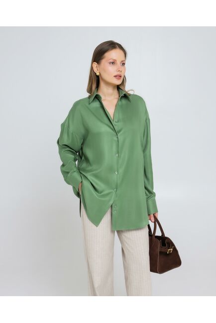 Женская рубашка из тенсела зеленая 8981 от byME 