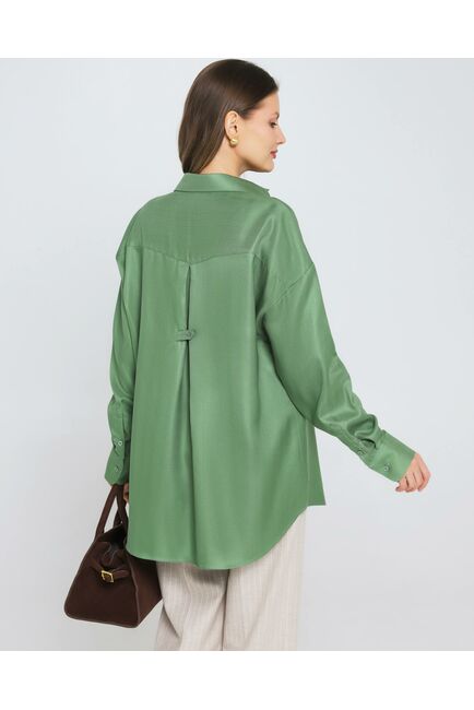 Женская рубашка из тенсела зеленая 8981 от byME 