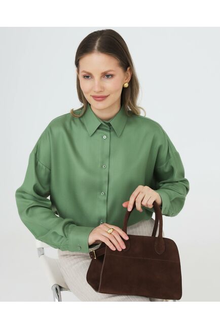 Женская рубашка из тенсела зеленая 8981 от byME 