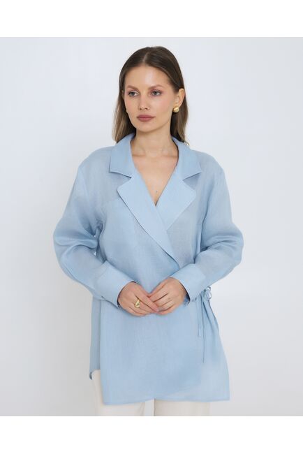 Женская рубашка изо льна голубая 8979 от byME 