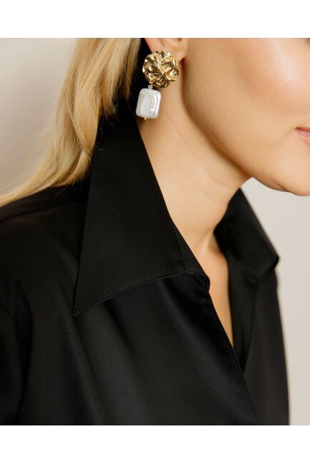 Женская рубашка на запа́х с поясом черная - 8642 от byME 