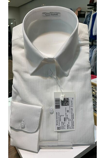 Рубашка хлопковая белая из ткани жатой фактуры 8868 от byME 