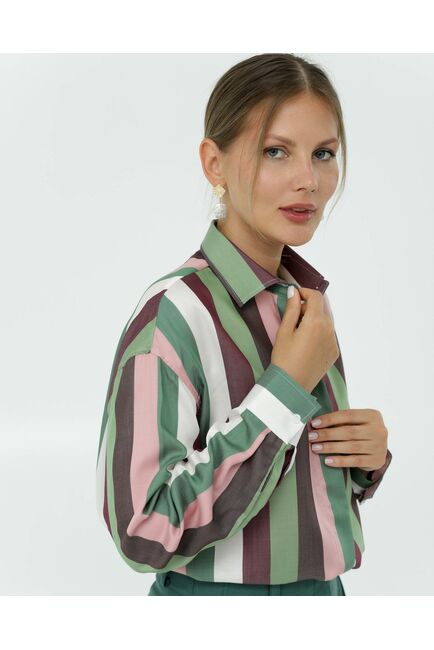 Рубашка из тенсела в полоску  8900 от byME 