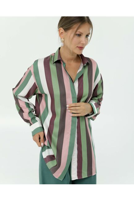 Рубашка из тенсела в полоску  8900 от byME 