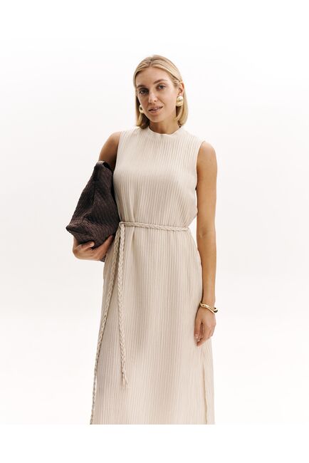 Женское платье из тенсела бежевое-32240 от  