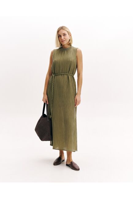 Женское платье из тенсела цвет хаки-32240 от  