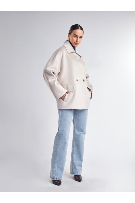 Пальто S055 Ворс цвет слоновая кость от Doroteya 