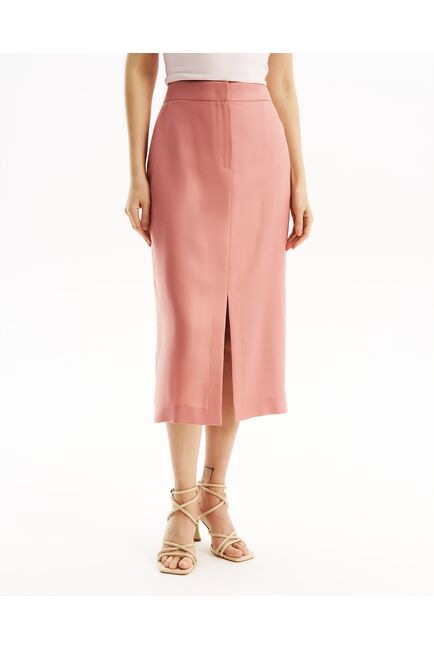Юбка розовая с разрезом спереди из тенсела SK2-1000 от byME 
