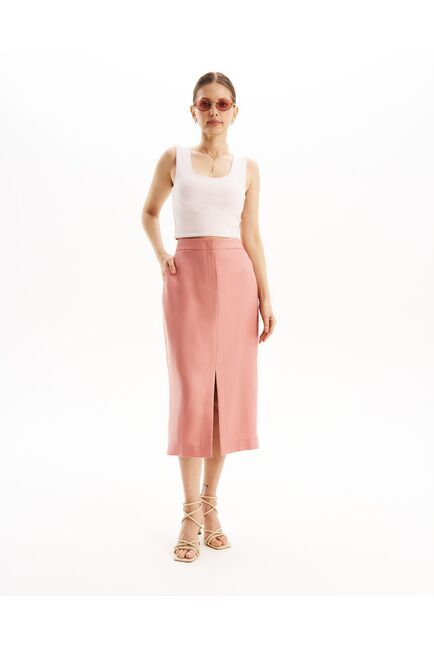 Юбка розовая с разрезом спереди из тенсела SK2-1000 от byME 