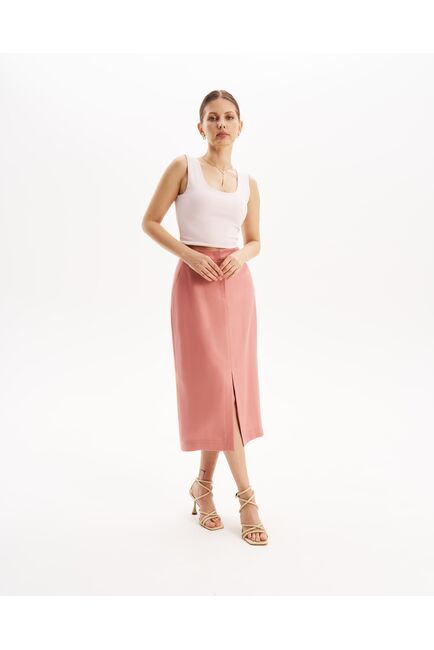 Юбка розовая с разрезом спереди из тенсела SK2-1000 от byME 