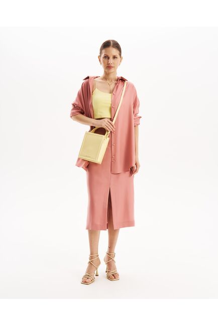 Юбка розовая с разрезом спереди из тенсела SK2-1000 от byME 