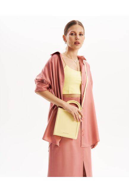 Юбка розовая с разрезом спереди из тенсела SK2-1000 от byME 