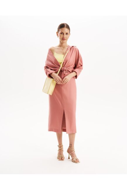 Юбка розовая с разрезом спереди из тенсела SK2-1000 от byME 