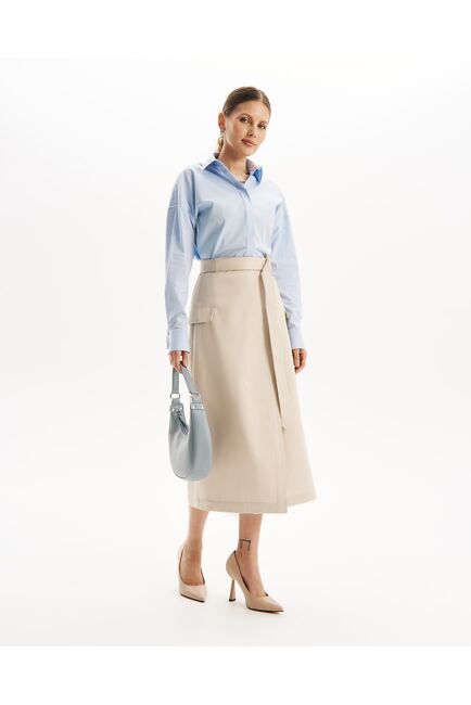 Юбка в серо-бежевом цвете на запах из хлопка SK3-1000 от ByME 