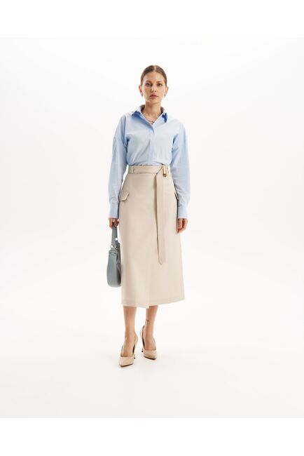 Юбка в серо-бежевом цвете на запах из хлопка SK3-1000 от ByME 