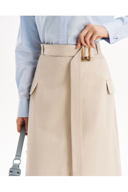 Юбка в серо-бежевом цвете на запах из хлопка SK3-1000 от ByME 