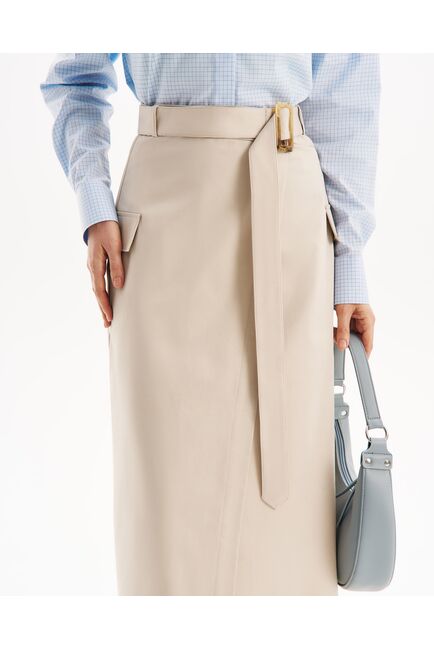 Юбка в серо-бежевом цвете на запах из хлопка SK3-1000 от ByME 