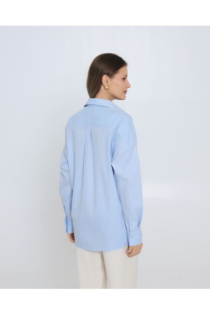Женская рубашка из хлопка в клетку овесайз с универсальной манжетой 8980 от byME 