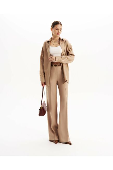 Брюки прямые из хлопка в песочном цвете TR4-1000 от byME 