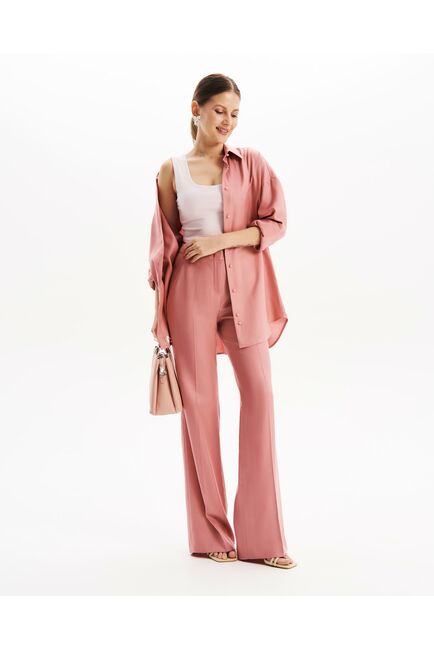 Брюки прямые в розовом цвете из тенсела TR4-1002 от byME 