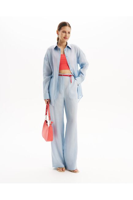 Брюки женские голубые изо льна TR2 от byME 