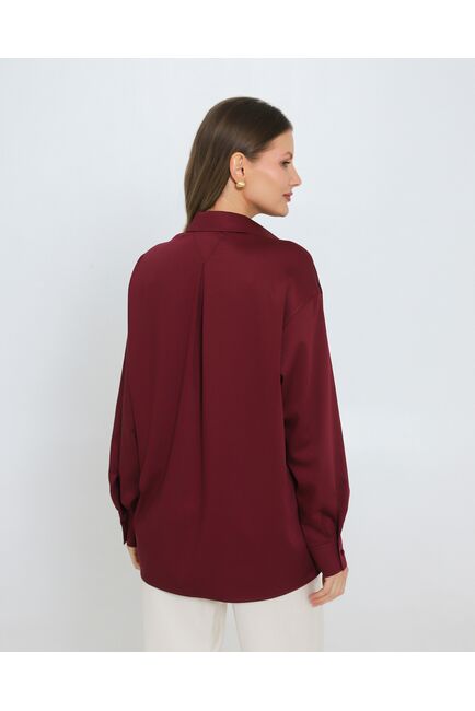 Женская рубашка из бамбука вишневая под пуговицу 8970 от byME 
