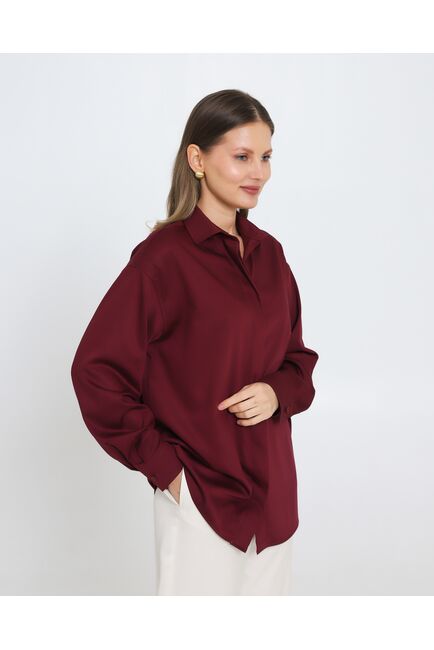 Женская рубашка из бамбука вишневая под пуговицу 8970 от byME 