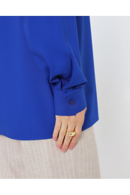 Женская рубашка синяя из бамбука под пуговицы 8971 от byME 