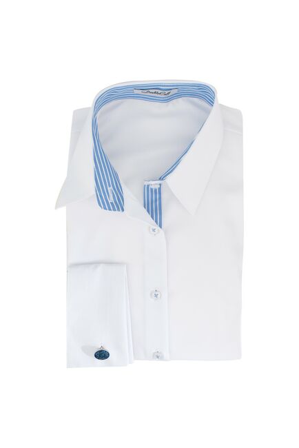 Женская рубашка под запонку белая Non-Iron - 7302 от DoubleCuff 