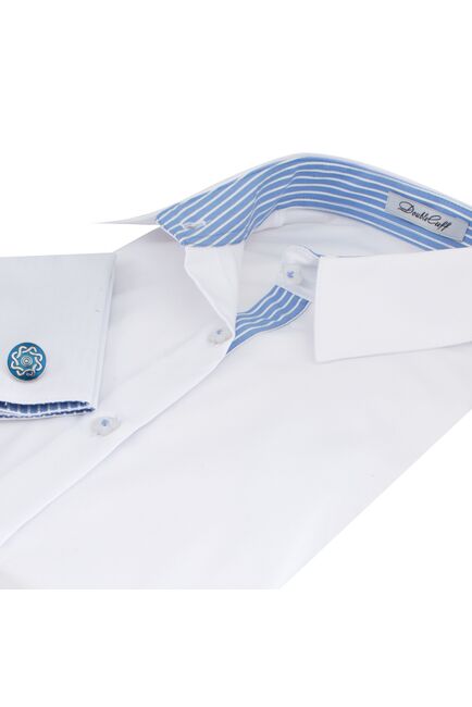 Женская рубашка под запонку белая Non-Iron - 7302 от DoubleCuff 